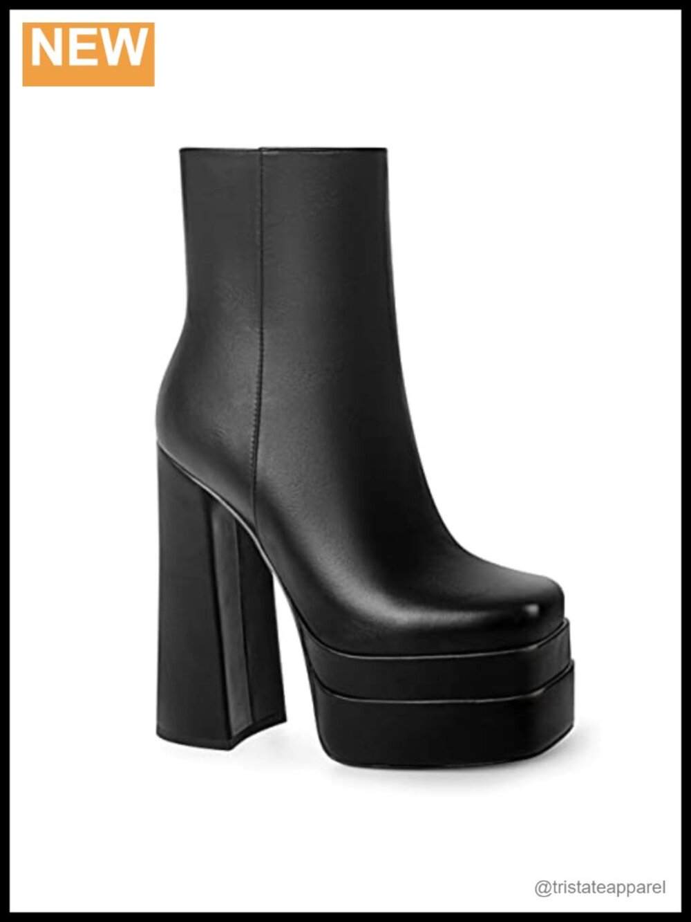 ANN CREEK Women's Chunky Heel Platform Ankle Boots Square Toe Side Zip Faux